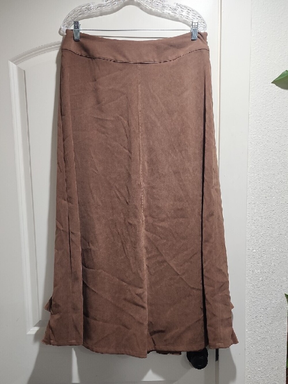 metrostyle Brown Maxi Skirt with Ruffle Tiers On Back Size 14